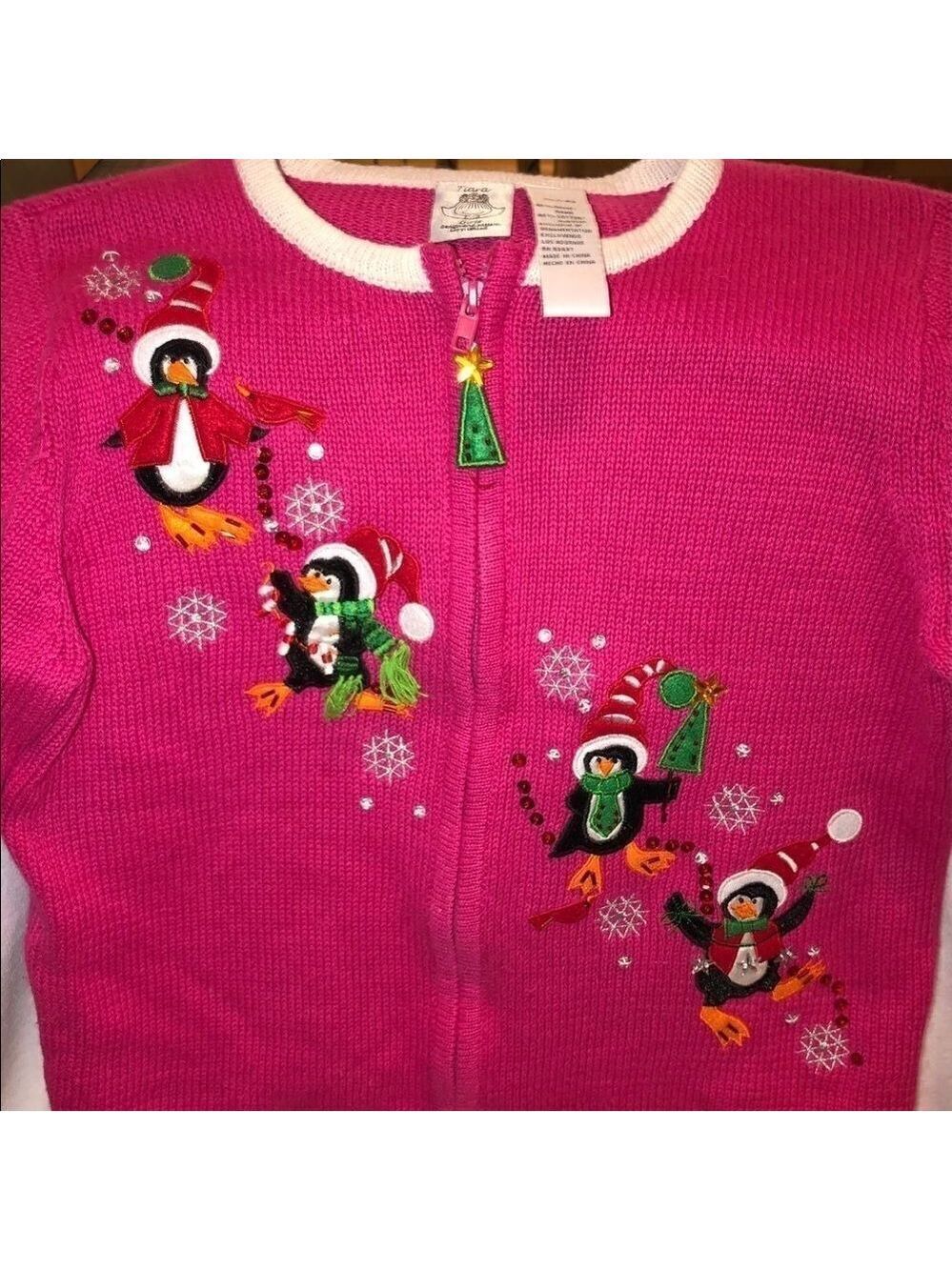 𝅺EUC Girl’s Size XL (16) Vintage Tiara Ugly Christmas Sweater